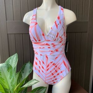 La Blanca Red and White One Piece Swimsuit